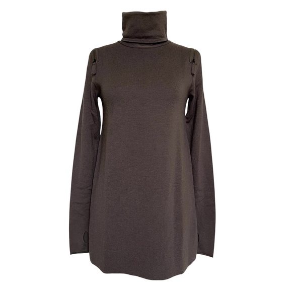 Annette Goertz Sweaters - Annette Goertz Gortz Gray Long Sleeve Turtleneck Sweater Tunic Top Merino Wool S